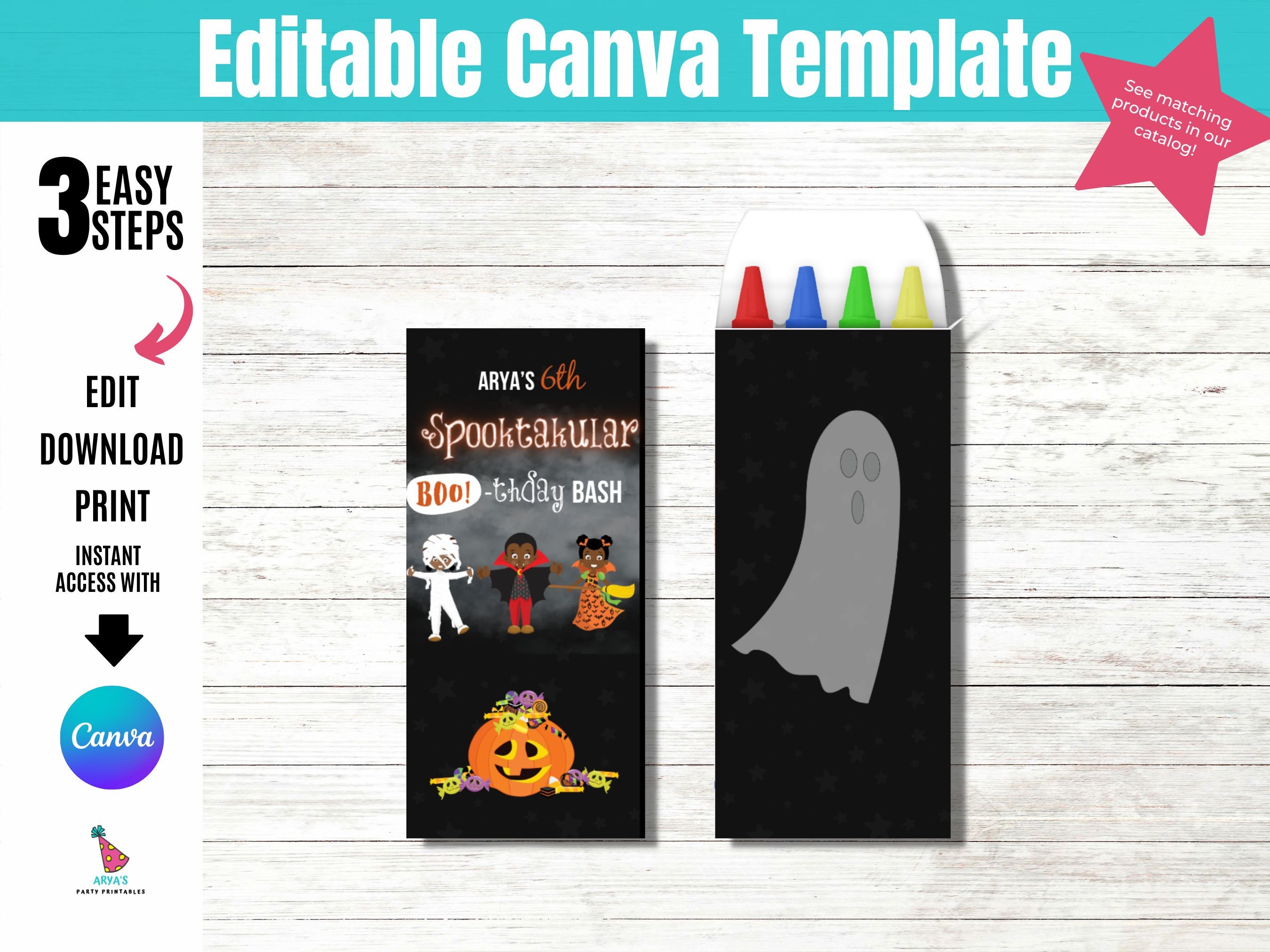 Editable Halloween Birthday Crayon Box Template, Printable Template ...