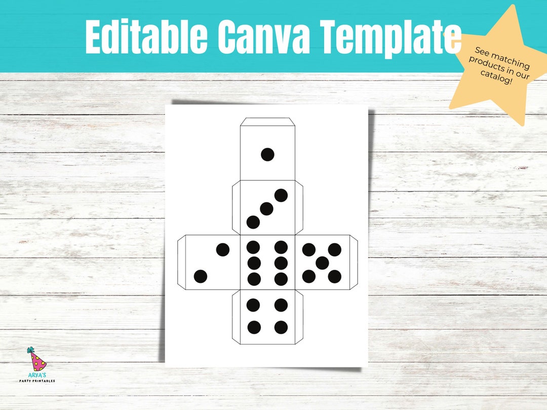 Canva 2 Inch Dice Template, Editable Canva Template, Dice for Board ...