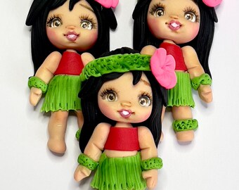 Lilo Clay Doll, Hawaiian Outfit, Flat Back Craft