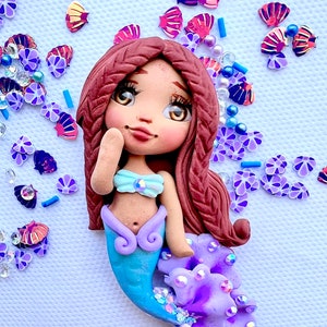 Little mermaid clay center, purple mermaid tail, pasta de sirenita, mermaids,