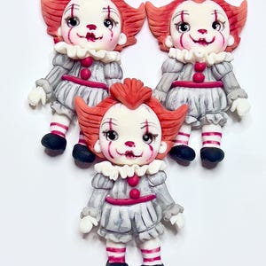 Horror character clay center, Halloween clown clay doll, bow centers, mirror accessories