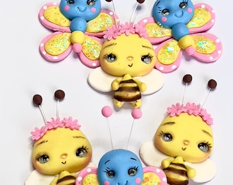 Bumblebee  clay, clay for bows, butterfly clay for brushes, mirror decor, bee clay, baby shower bee theme