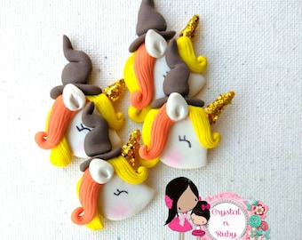 Candy Corn Unicorn Clay Center: Fall Applique, Bow Center