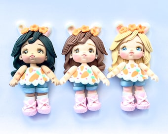 Easter Clay  Doll: ,orange flowers,  hair bow Craft Supply