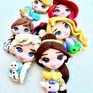 Princess clay dolls, bow center,  aplicasiones para monos, pastas
