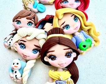 Princess clay dolls, bow center,  aplicasiones para monos, pastas