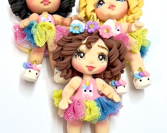 Unicorn Clay Doll: unicorn  Dress, Craft Supply, Clay for pens, bow hair decor, Clay dolls