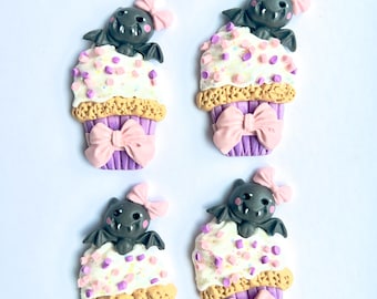 Adornos de arcilla para cupcakes de Halloween, colores pastel de Halloween
