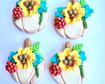 Pumpkin clay center, bow centers, succulents pumpkin appliques, fall clay centers