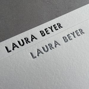 Benutzerdefinierte Letterpress Briefpapierkarten, personalisierte minimalistische Karte, individuell geprägtes Briefpapierset, Letterpress Briefpapier mit Umschlag