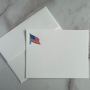 Ensemble de papeterie typographique, Drapeau américain, Cartes typographiques, Cartes typographiques avec enveloppe, Cartes typographiques minimalistes, Papier coton