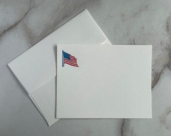 Letterpress Stationery Set, American Flag, Letterpress Note Card, Letterpress Cards With Envelope, Minimalist Letterpress Card, Cotton Paper