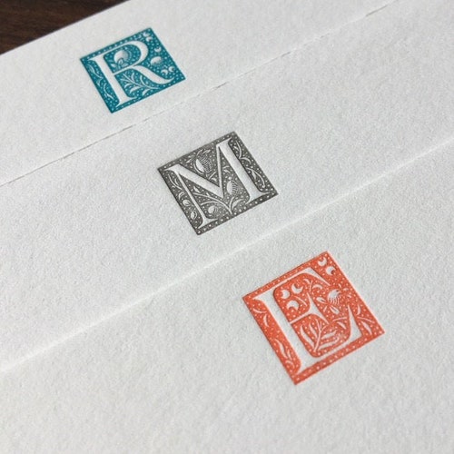 Set of 30 Custom Initial Letterpress Stationery. Personalized Etsy
