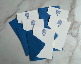 Letterpress Stationery Set, Letterpress Note Cards, Letterpress Cards With Envelope, Minimalist Letterpress Cards, Printed Cotton Paper Card