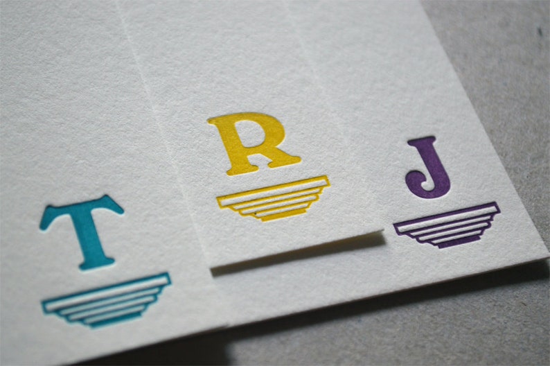Custom Initial Letterpress Stationery Set of 30. Personalized Etsy