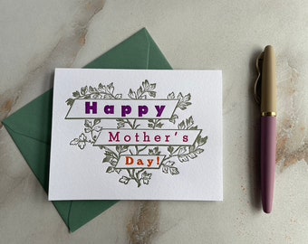 Letterpress gedruckte glückliche Muttertag Grußkarte