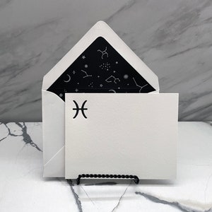 Pisces Sternzeichen Briefpapier Set, Letterpress Sternzeichenkarten, Sternzeichen Karte, Karte mit Umschlag, Karte Karte, Sternzeichen Karte