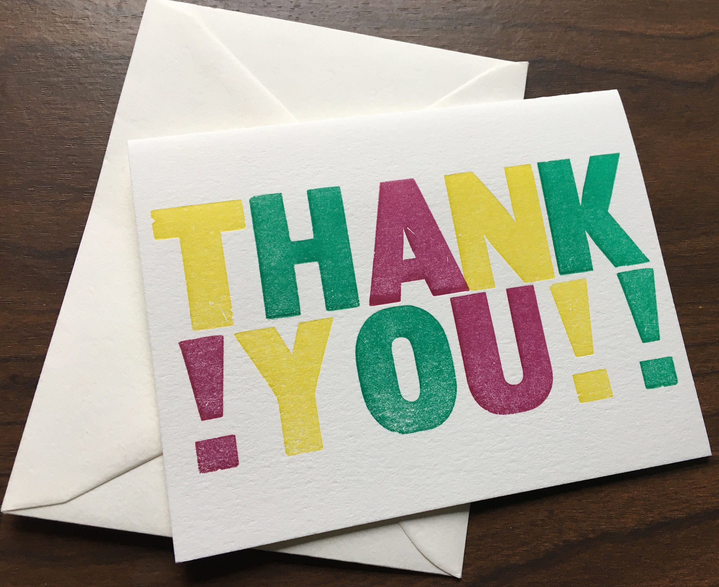 Paper Note Cards Thank you letterpress cards with matching envelopes