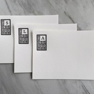 Set of 30, Custom Initial Letterpress Stationery. Personalized Notecards with Envelopes. Embossed Letter Press, Flat Card, Customizable gift image 4