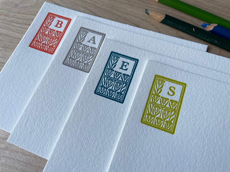Set of 30 Custom Initial Letterpress Stationery. Personalized Etsy