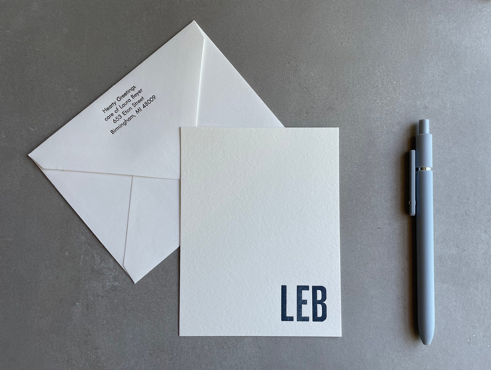 Custom Embossed Stationery Set, Letterpress Stationery With Envelope ...
