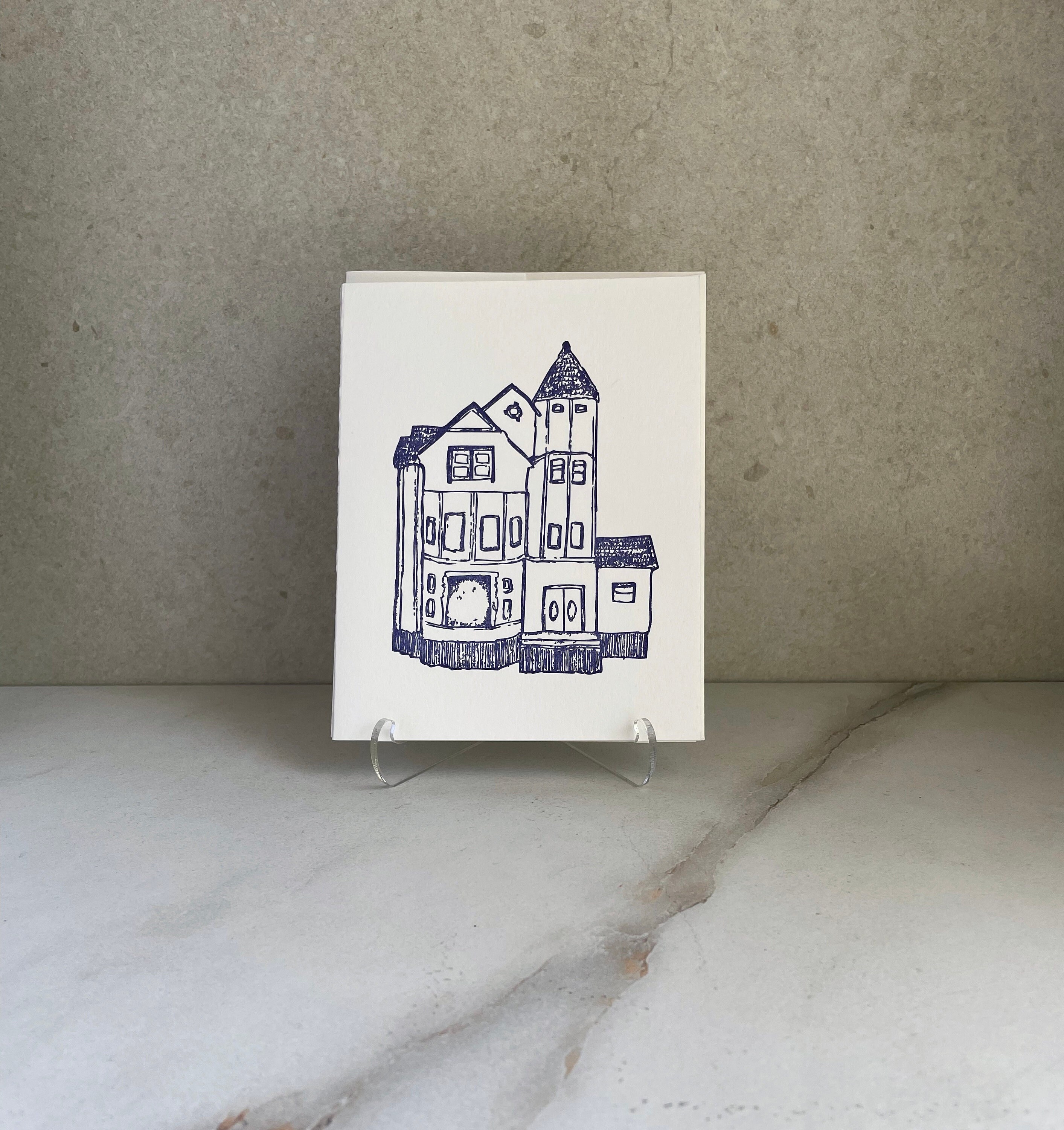 Letterpress Cards With Envelope, Minimalist Letterpress Cards, Printed Cotton Paper Cards, Letterpress Stationery Set, Letterpress Note Card