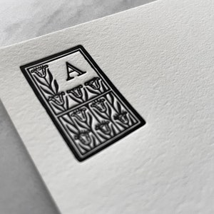 Set of 30, Custom Initial Letterpress Stationery. Personalized Notecards with Envelopes. Embossed Letter Press, Flat Card, Customizable gift image 5