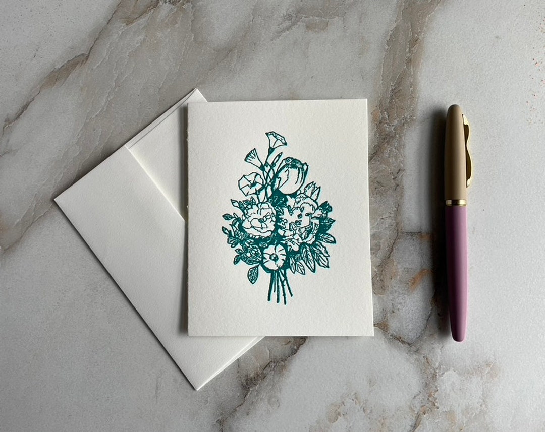 Printed Cotton Paper Cards, Letterpress Stationery Set, Letterpress ...
