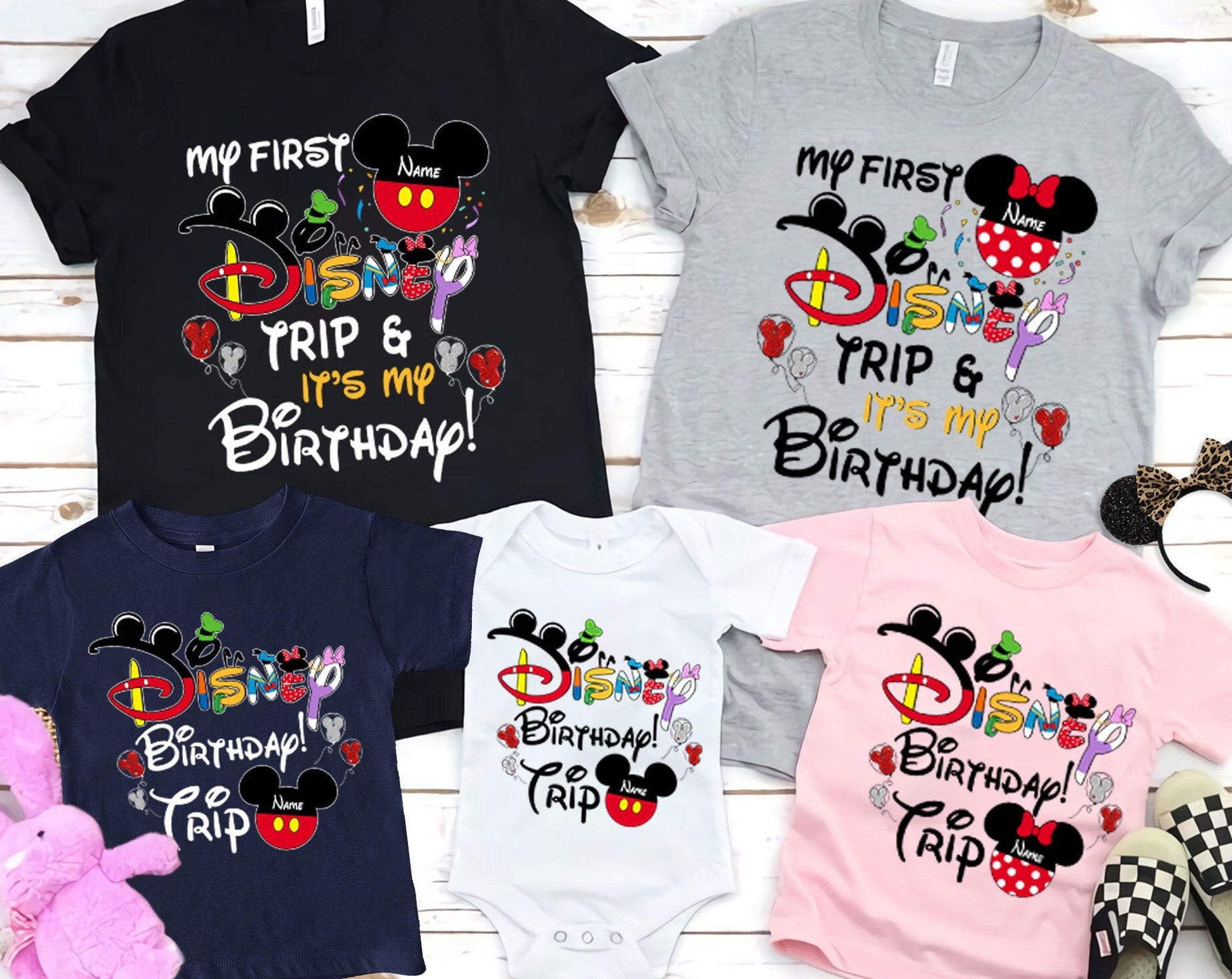 Discover PERSONALISED Disney Birthday Trip shirts, Family Vacation 2023 shirts, First Disney Trip shirts, Disney World Shirt