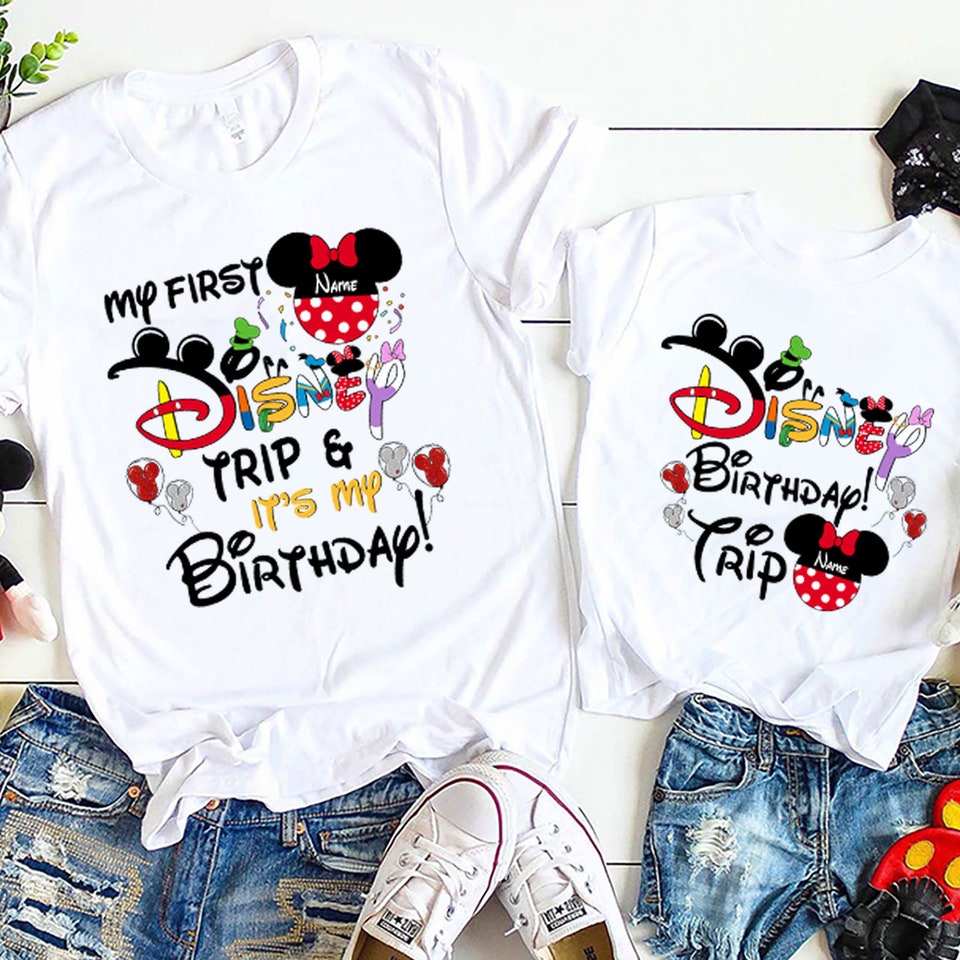 Discover PERSONALISED Disney Birthday Trip shirts, Family Vacation 2023 shirts, First Disney Trip shirts, Disney World Shirt