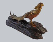 Antique Japanese Meiji Period Metalwork Signed Gilt Bronze Okimono of a Pheasant - 1868-1912, Japan