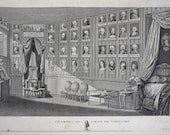 18th C. Heart of Voltaire Room Chambre du Cour du Voltaire Copper Engraving by Nee after Duche - circa 1781, France