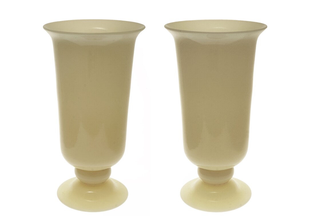 Steuben Ivory Glass Footed Vase Pair Art Deco Carder 7316 Gift Art