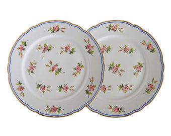 Pair Clain & Perrier Paris Cake Stand Compotes Footed Plate Matching Antique Porcelain - pre-1914, France
