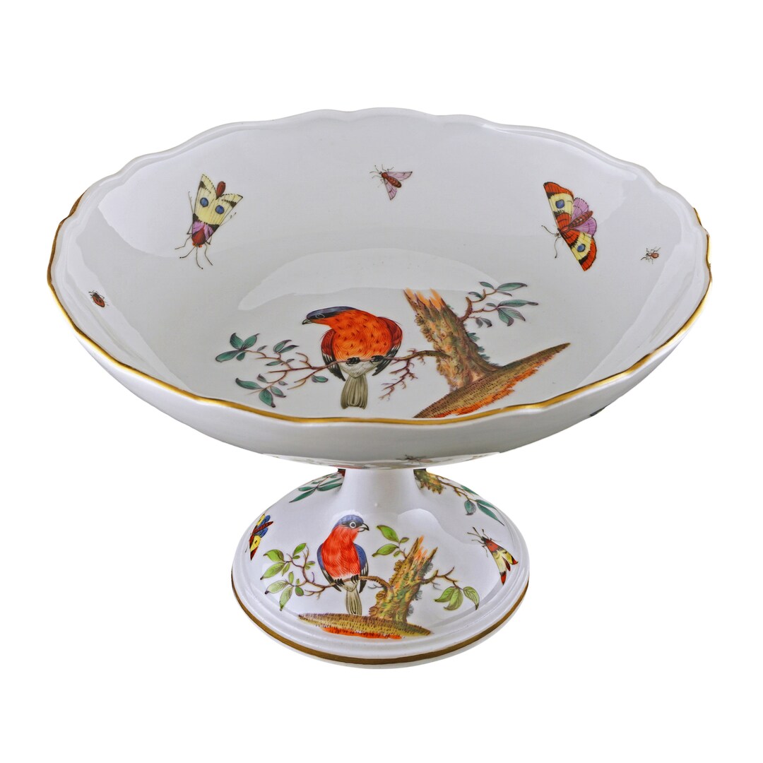 Meissen Porcelain Compote: Hand-painted Bird & Insect Centerpiece - Etsy