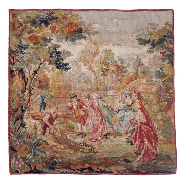 Antique French Tapestry French Wall Hanging French Romantic Textile French Fancy Decor Maximalist Lifestyle Gift