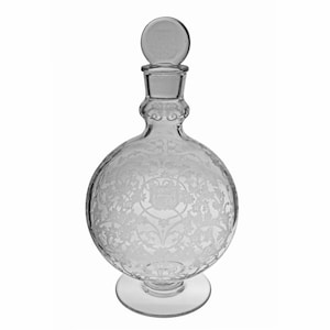 Baccarat Cognac Decanter & Stopper Michelangelo Pattern Armorial Bar Decor Martell Coat of Arms