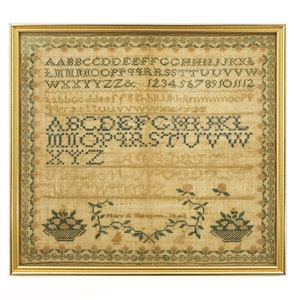 Antique Needlework Sampler Framed Quaker Sampler Country Home Decor Gift Textile Lover Farmhouse Decor Gift Sampler Collector Wall Textile