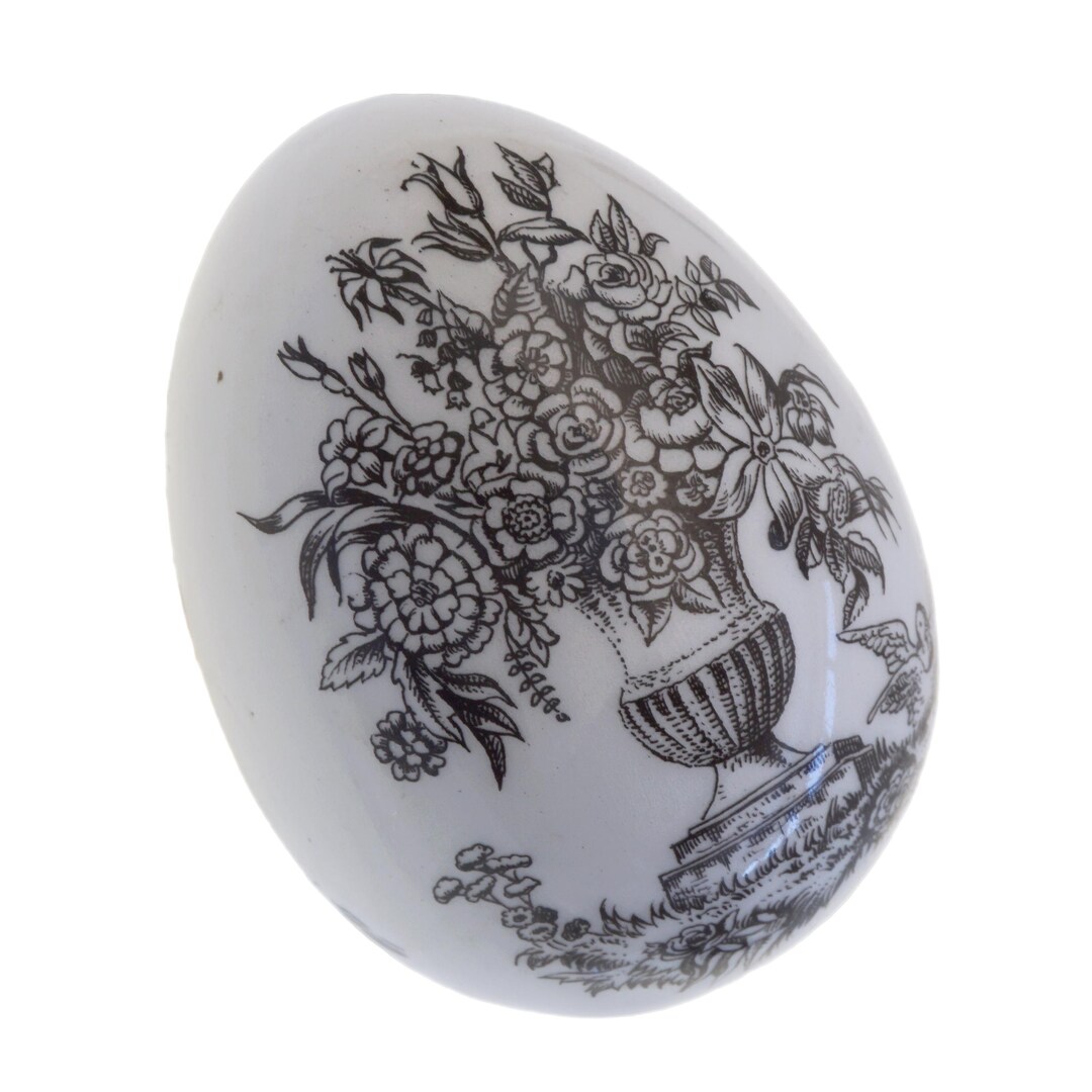 Georgian Regency Pearlware Egg Black Transfer Printed Mourning Keepsake ...