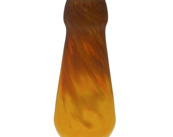 Muller Frères Luneville Signed Art Glass Tall Vase in Mottled Amber Pâte de Verre Wedding Gift Art Deco Interior Decor Contemporary Design