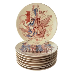 Set 8 French Revolution Sarreguemines Faience Plates - circa 1880, France