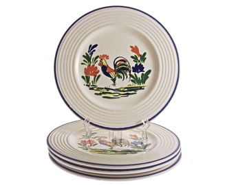 Varages France Rooster Plates: French Country Farmhouse Decor, Set of 4
