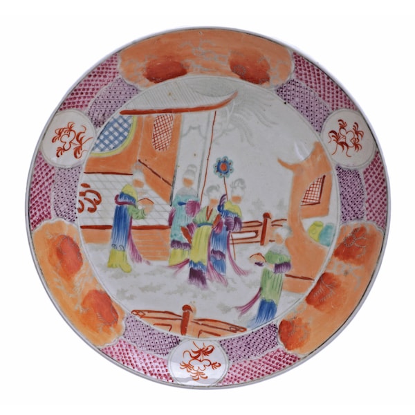 Chinoiserie New Hall No. 621 Georgian Colorful Dish English Antique Dinner is Served Gift Porcelain Collector Gift Wall Decor Cabinet Plate