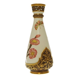 Bud Vase Antique Royal Worcester Pierced Porcelain Japonisme Aesthetic Movement Cabinet Vase Gift Porcelain Collector Housewarming Gift Her