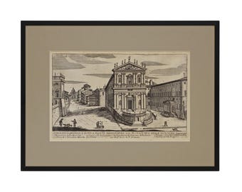 Antique Rome Architecture Engraving M G Rossi Angelicum San Sisto Nuovo Church Framed Veduta