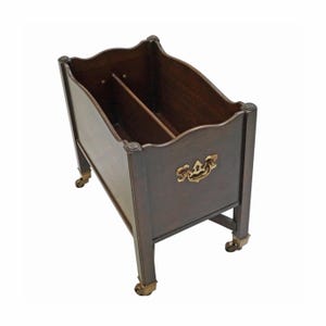 Vintage Canterbury Stand on Castors Mahogany Magazine Rack Gift for Book Lover Traditional