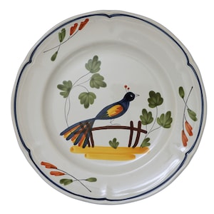 French Faience Wall Plate Hand-Painted Bird French Provence Decor French Country Style Gift