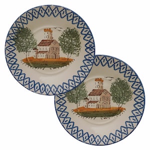 St. Clement Lunéville Pair Plates Vintage Faience French Country Housewarming Gift Farmhouse Decor Wall Plates Hostess Gift