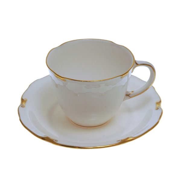 Royal Crown Derby Regency Cup & Saucer Replacement White Gilt Gift - 20th C., England