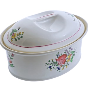 Terrine Porcelain Tureen Lid Casserole Antique Luneville French Country Interior Decor Kitchen Housewarming Gift Gourmet Cook Old Strasbourg